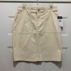 NWT Chaps cotton cream colored denim skirt size 6